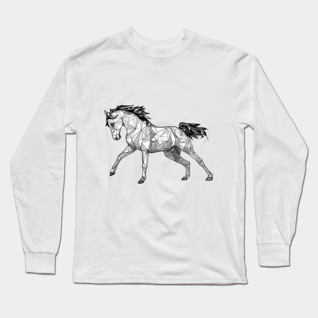 geometric horse Long Sleeve T-Shirt by Striped1Fox